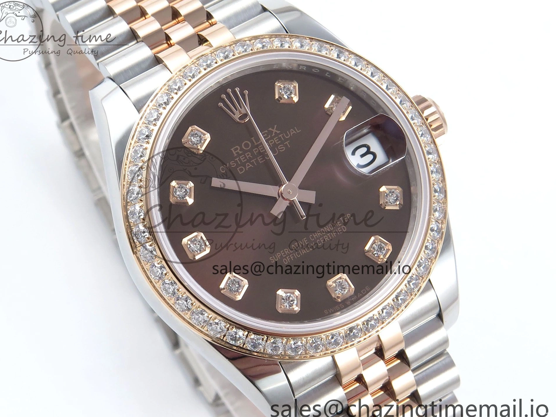 Bezel Diamonds DateJust 278381RBR Diamonds ARF 904L 1:1 Steel Dial Bracelet SS RG 31 Jubilee Edition Brown Best on ETA 2688 0402
